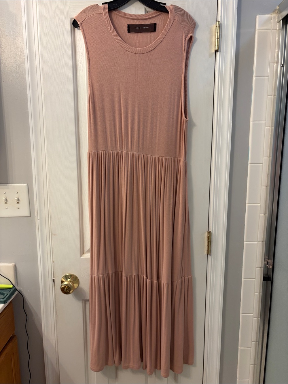 Blush Pink Sleeveless Tiered Maxi Dress